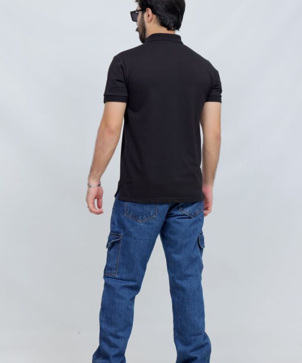 391 Black Color Polo T Shirt Plain Half Sleeves Back