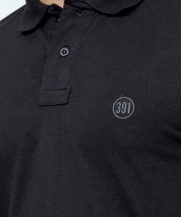 391 Black Color Polo T Shirt Plain Half Sleeves Close Front