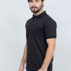 391 Black Color Polo T Shirt Plain Half Sleeves Side CLose