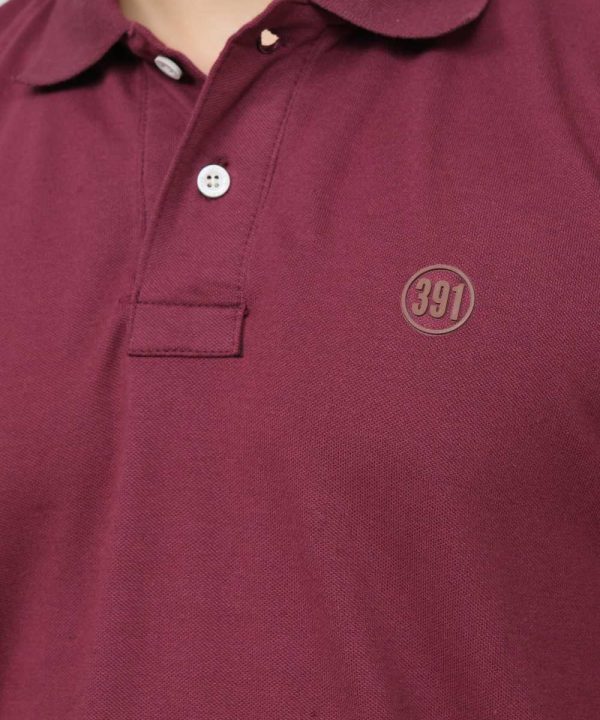 391 Maroon Color Polo T Shirt Half Sleeves Front Logo