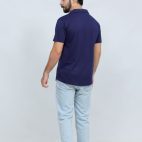391 Navy Blue Polo T Shirt Textured Half Sleeves Back