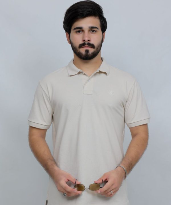 391 Off-White Polo T Shirt Plain Half Sleeves