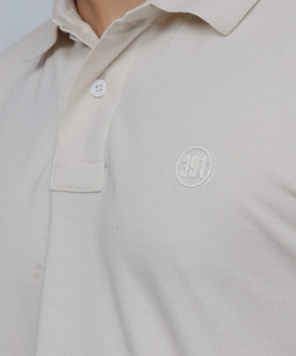391 Off-White Polo T Shirt Plain Half Sleeves Close Front