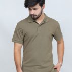 391 Olive Color Polo T Shirt Plain Half Sleeves