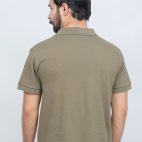 391 Olive Color Polo T Shirt Plain Half Sleeves Back