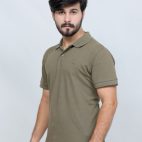 391 Olive Color Polo T Shirt Plain Half Sleeves Side