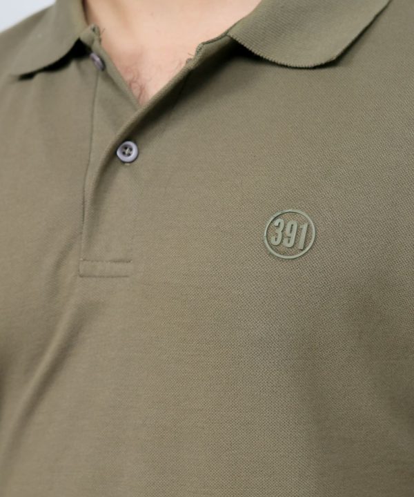 391 Olive Color Polo T Shirt Plain Half Sleeves Side close