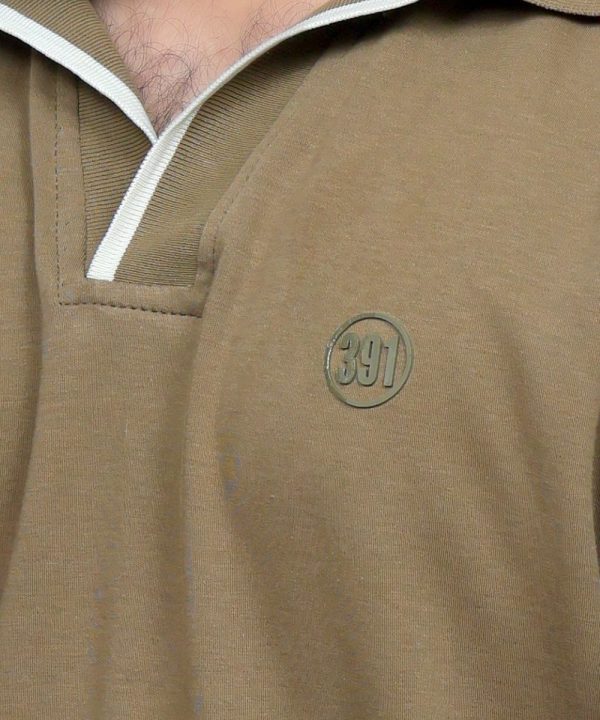 391 Olive with White Color Polo T Shirt Plain Half Sleeves close