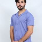391 Periwinkle Blue Polo T Shirt Textured Half Sleeves