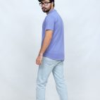 391 Periwinkle Blue Polo T Shirt Textured Half Sleeves Back