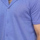 391 Periwinkle Blue Polo T Shirt Textured Half Sleeves Close Front