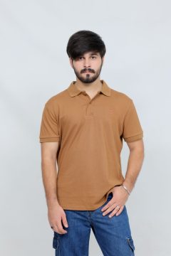 391 Rust Color Polo Shirt Plain Half Sleeves