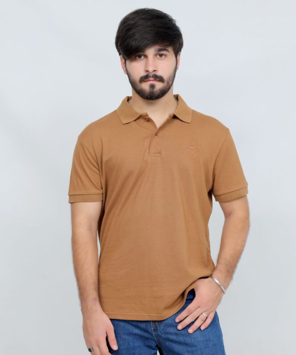391 Rust Color Polo T Shirt Plain Half Sleeves
