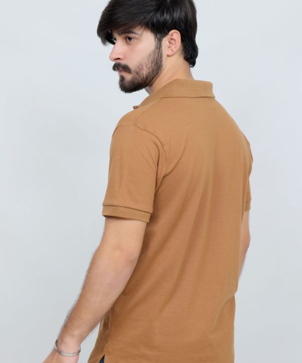391 Rust Color Polo T Shirt Plain Half Sleeves Back