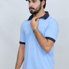 391 Sky Blue With Navy Color Polo T Shirt Side