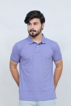 391 Lavender Color Polo Shirt Plain Half Sleeves